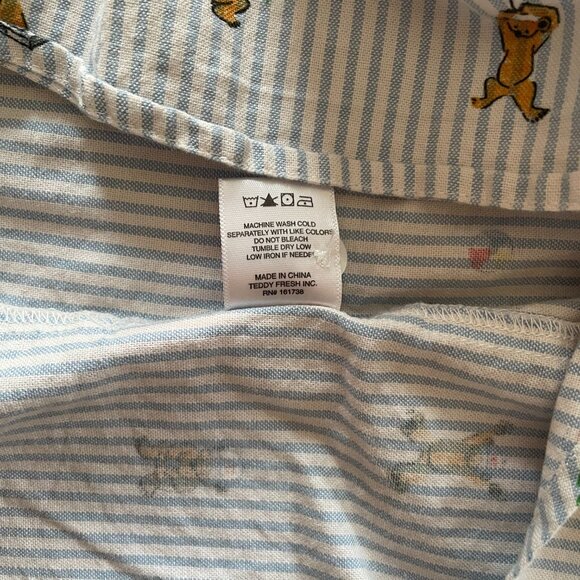 Teddy Fresh Unisex Striped Collared Button-Up Shirt w/ Little Bears size Medium - Picture 7 of 7